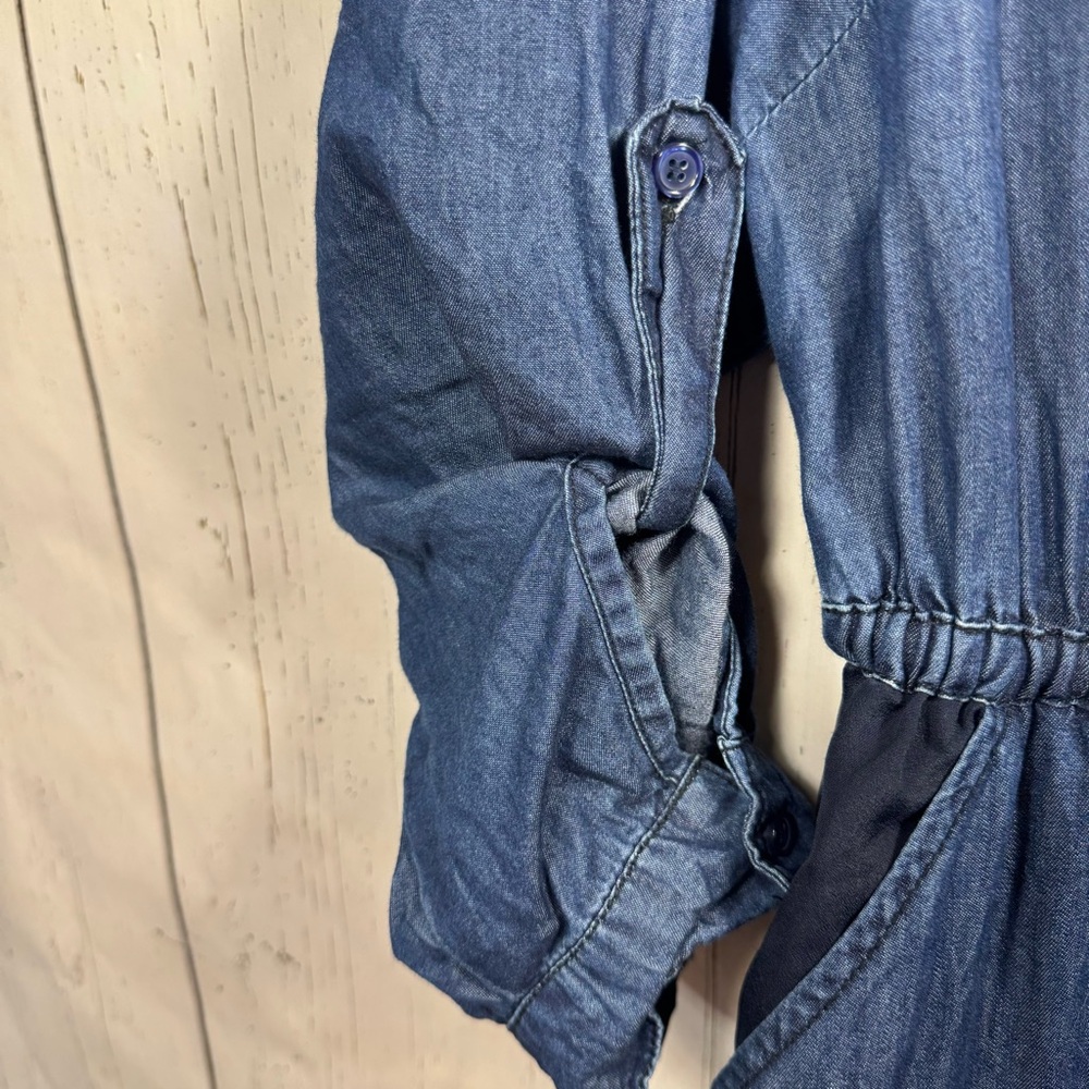 Lane Bryant Chambray Shirt Dress Size 18 Drawstring Waist Minimalist Preppy - Picture 6 of 14